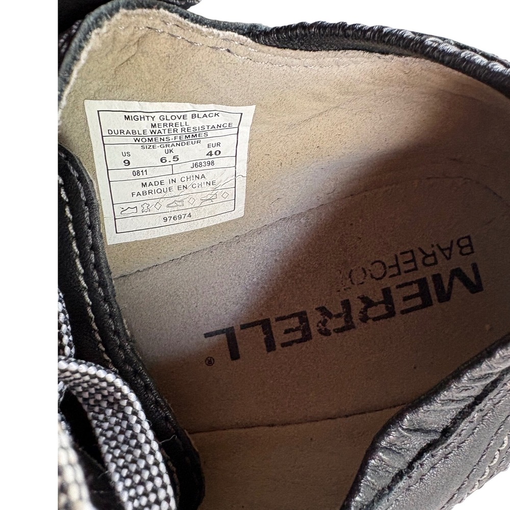Merrell Mighty Glove Black Leather Barefoot Sneakers J68398 Womens 9 Vibram - Picture 9 of 10